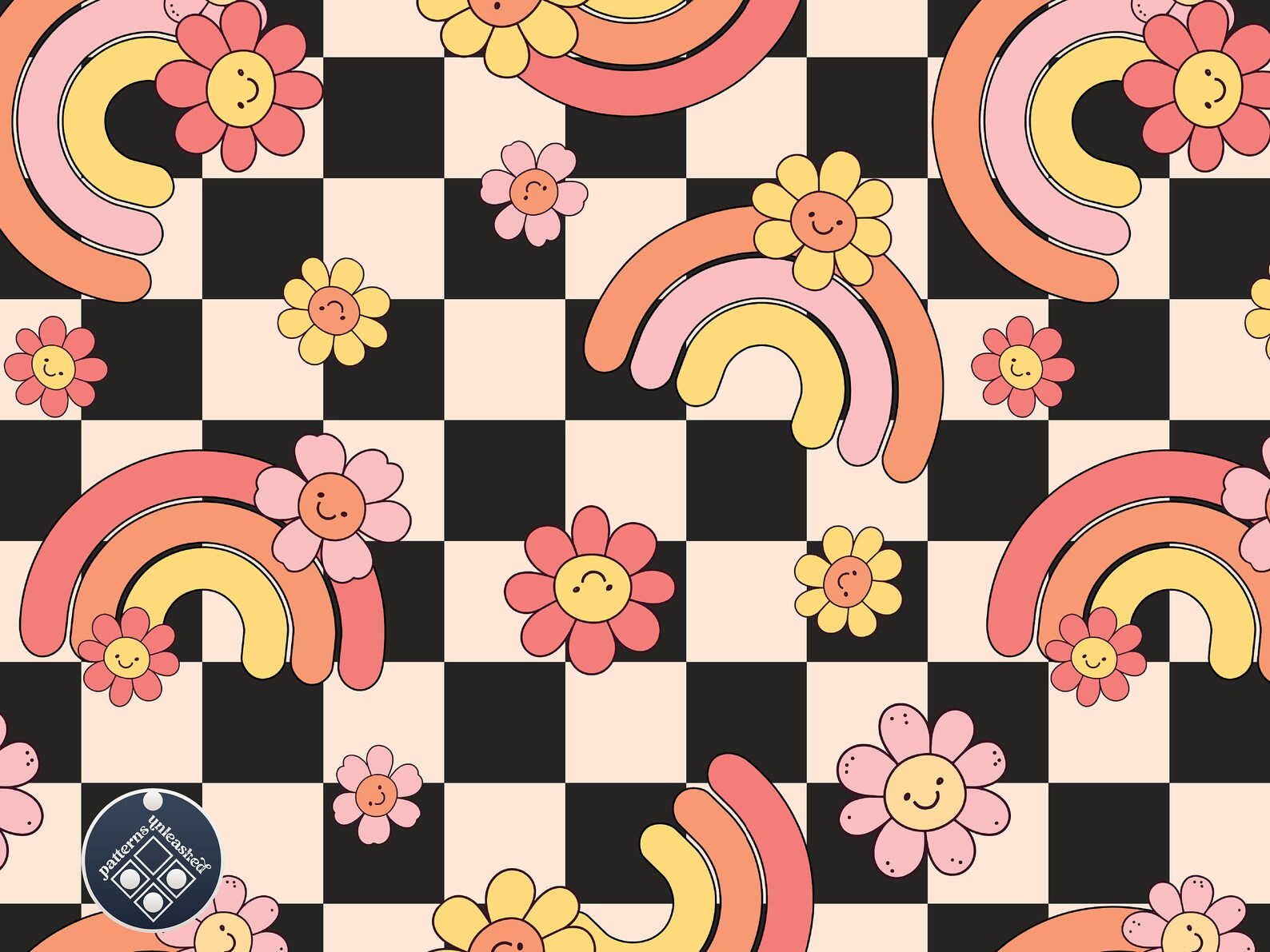 Retro Rainbow Patterns Retro Rainbows Seamless Pattern Unlimited Commercial Use Digital Print ...