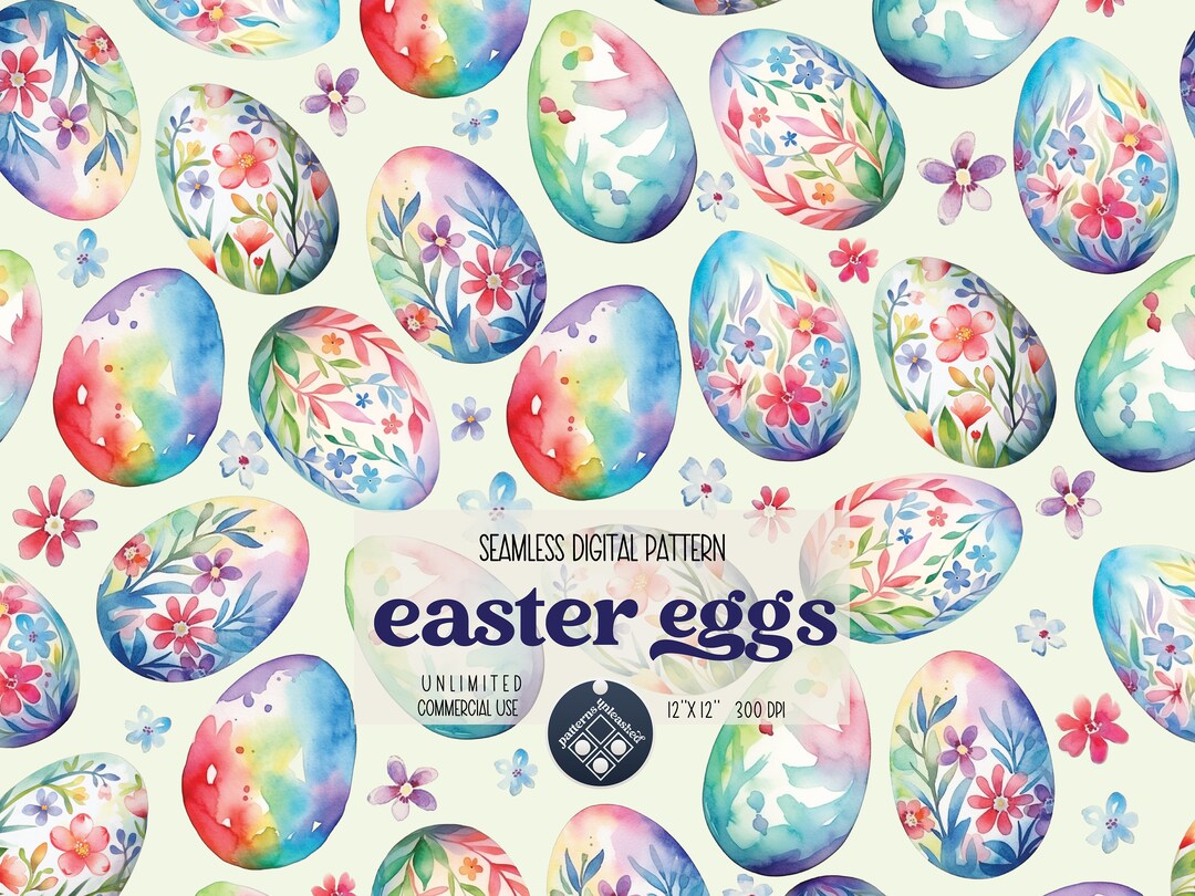 Easter Eggs Seamless Pattern Unlimited Commercial Use Digital Print ...