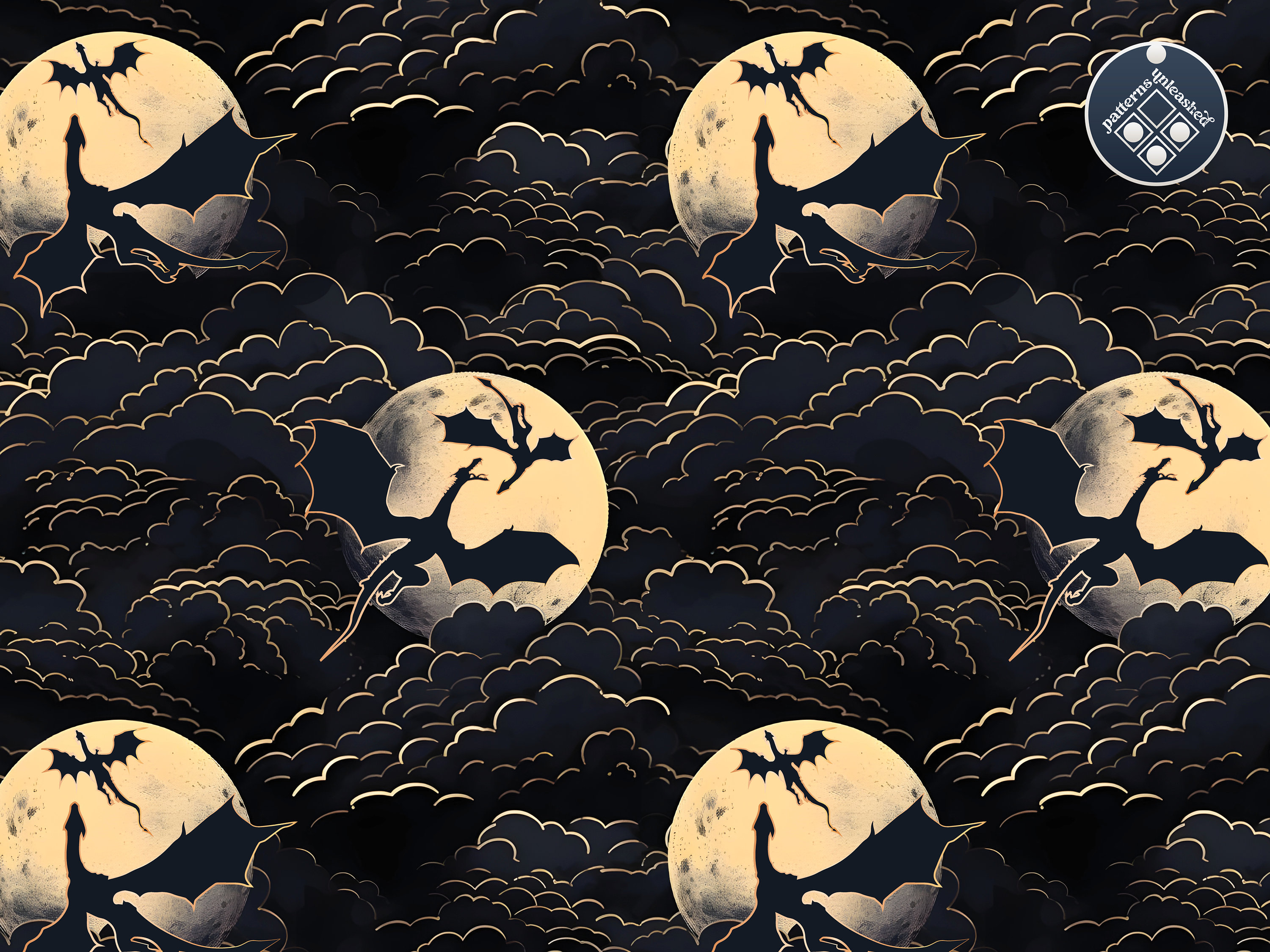 Flying Dragons Seamless Pattern Unlimited Commercial Use Digital File ...