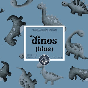 Dino seamless pattern Unlimited Commercial Use digital print file instant download Sublimation POD warm blue dinosaur children's repeat