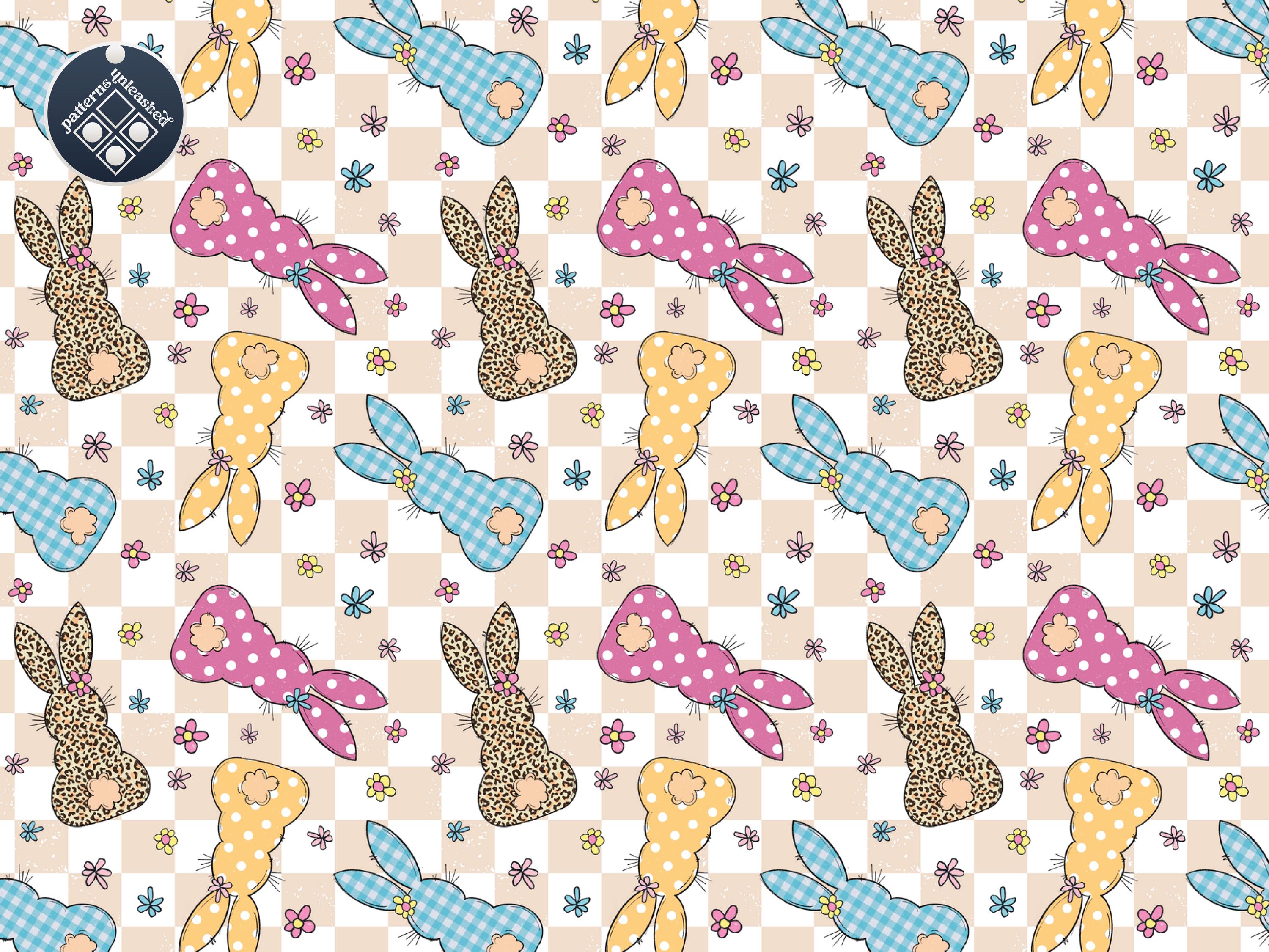 Retro Bunnies Digital Seamless Pattern Unlimited Commercial Use Print ...