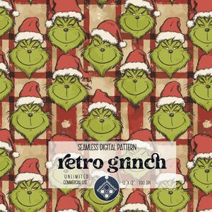 Grumpy Christmas Digital Seamless Pattern Unlimited Commercial Use print file instant download file for printing on fabric Retro