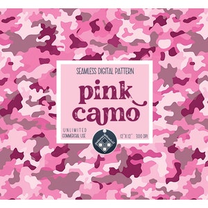 Pink Camo seamless pattern Unlimited Commercial Use digital print file instant download Sublimation POD camouflage girly cool pattern