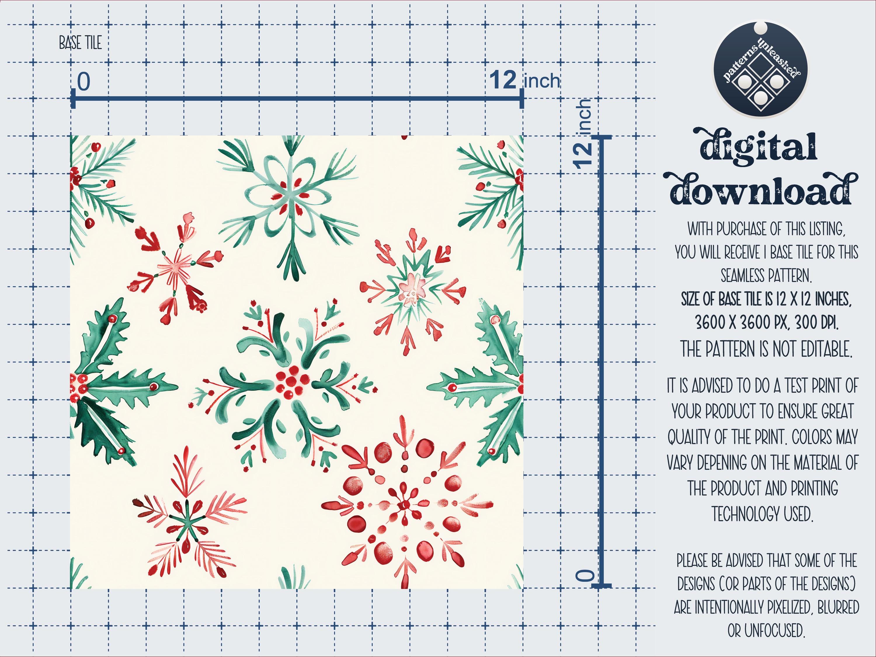 Christmas Snowflakes Digital Seamless Pattern Unlimited Commercial Use ...