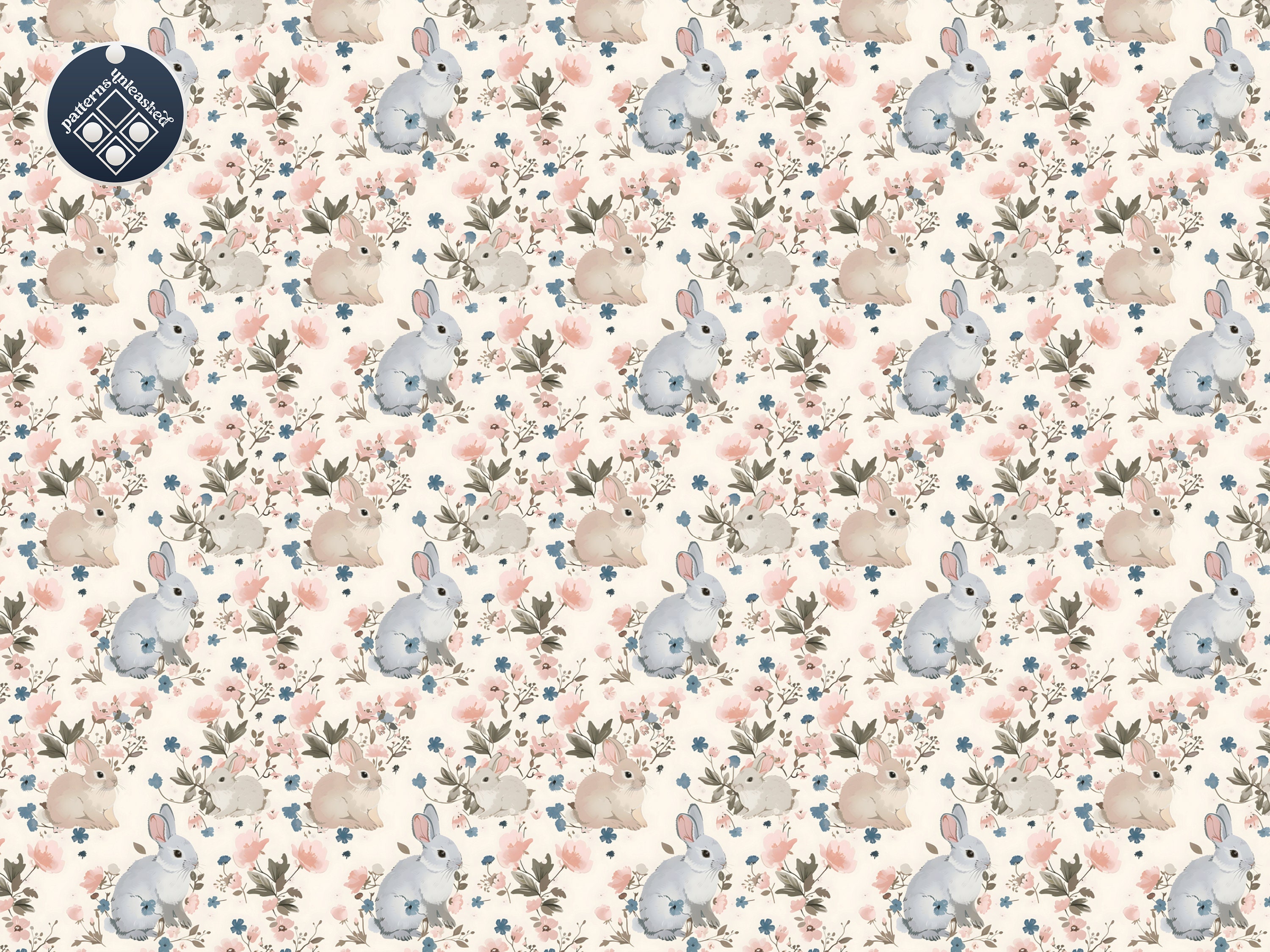 Bunnies Seamless Digital Pattern Unlimited Commercial Use Digital Print ...