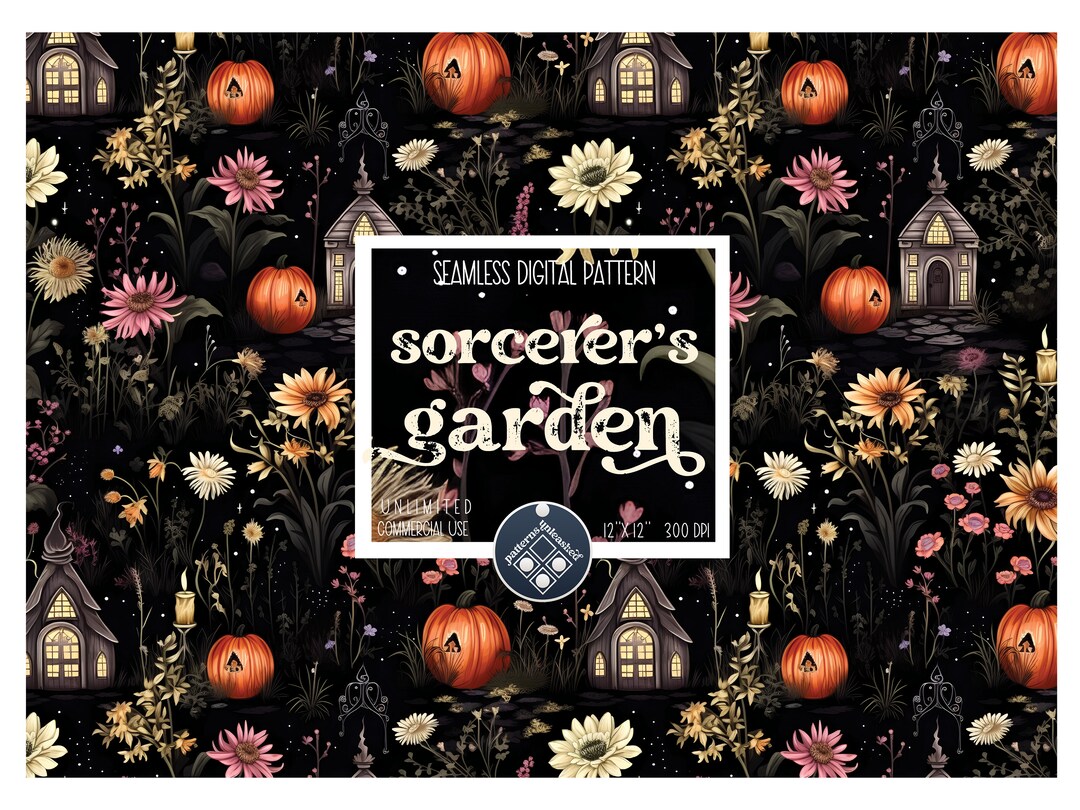 Sorcerer's Garden Seamless Pattern Unlimited Commercial Use Digital ...