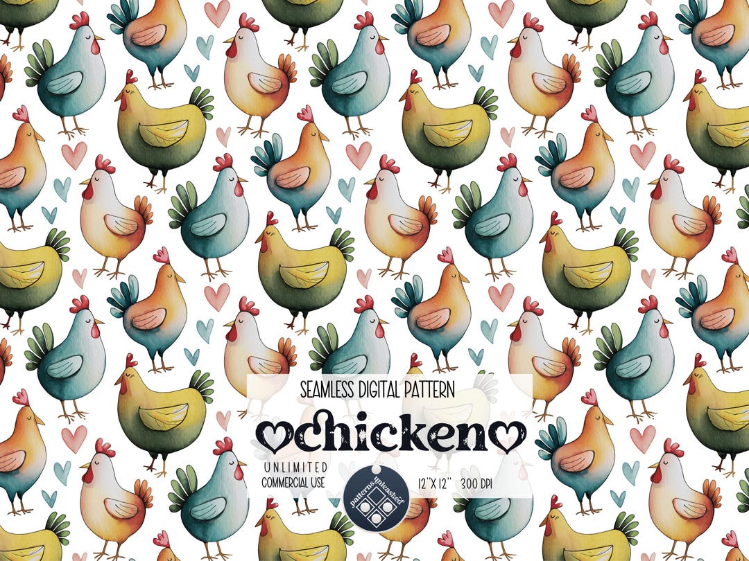 Chicken Seamless Digital Seamless Pattern Unlimited Commercial Use ...