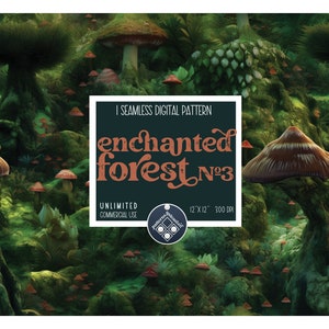 Modello senza cuciture foresta incantata Uso commerciale illimitato download immediato del file di stampa digitale Sublimazione POD sfondo del giardino fatato png 3