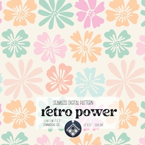 Retro Flowers seamless pattern Unlimited Commercial Use digital print file instant download file for printing on fabric orange yellow