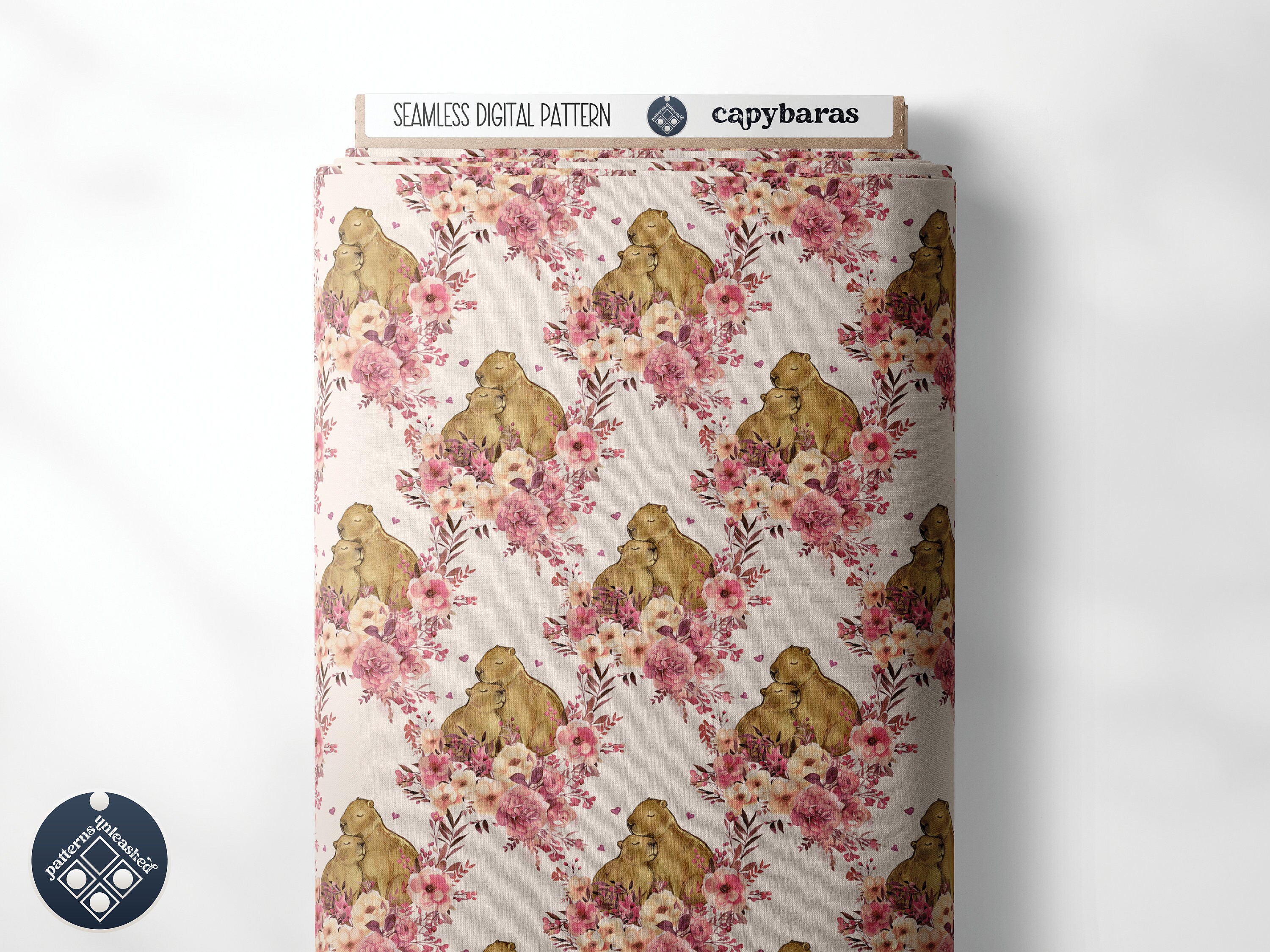 Capybara Floral Seamless Pattern Unlimited Commercial Use Digital Print ...