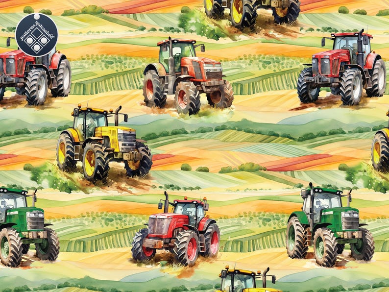 Tractors Seamless Pattern Unlimited Commercial Use Digital Print File ...