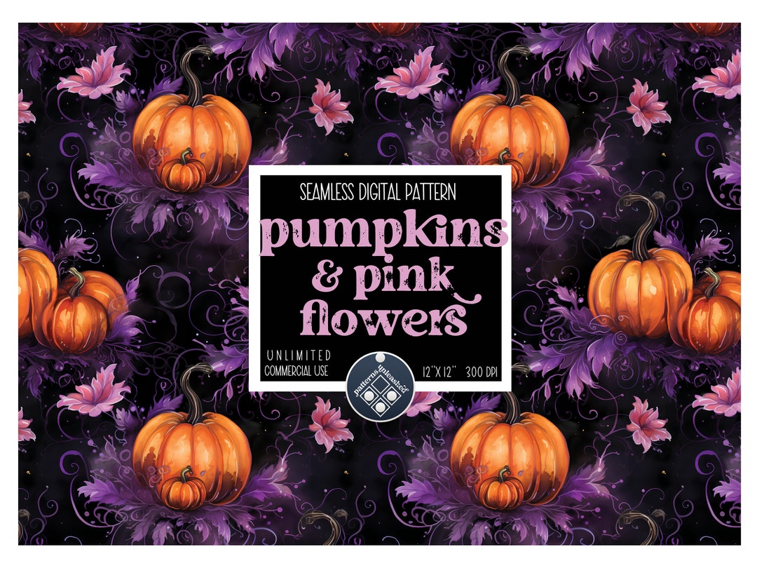 Pumpkins Halloween Digital Paper Seamless Pattern Unlimited Commercial ...