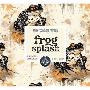 Frosch Spritzen nahtlose Muster Unbegrenzte kommerzielle Nutzung Digitaldruck Datei sofortiger Download Sublimation POD cool Frosch Herbst wiederholen