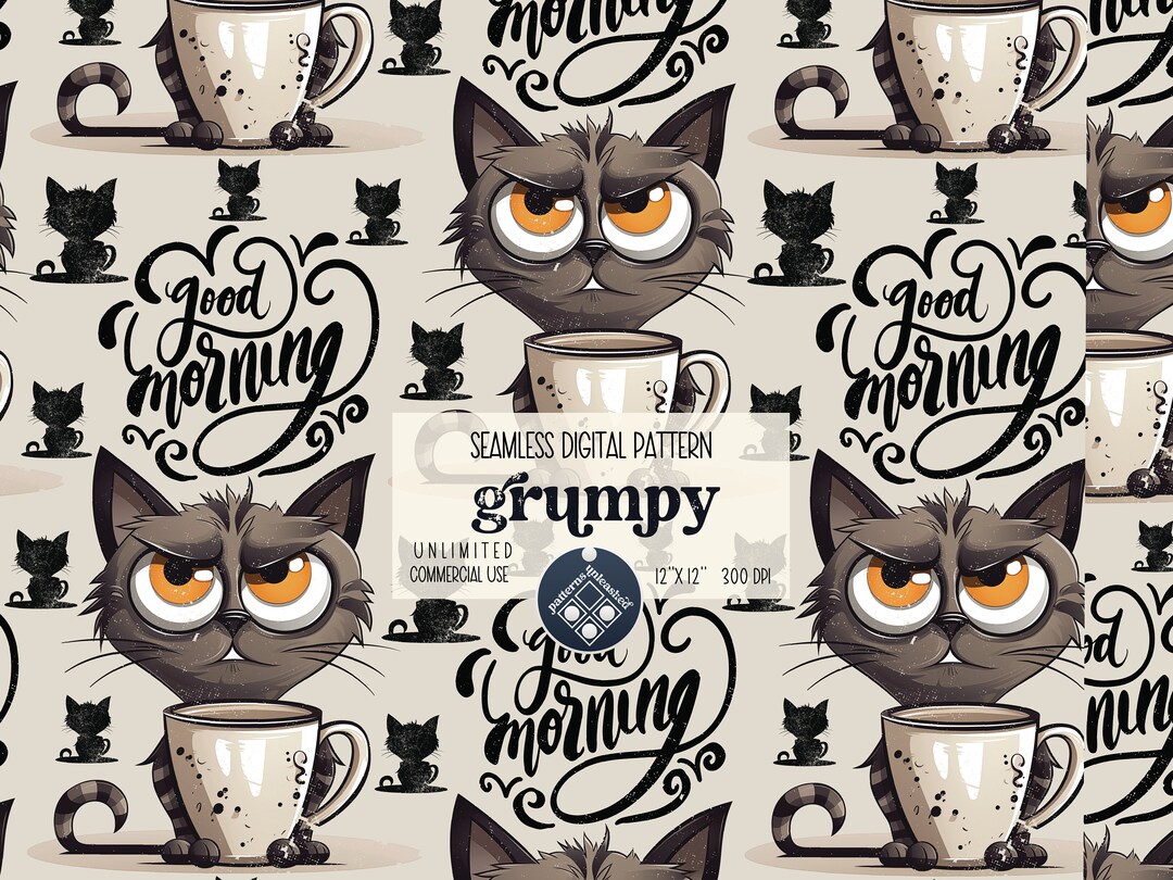Grumpy Cat Digital Seamless Pattern Unlimited Commercial Use Digital ...