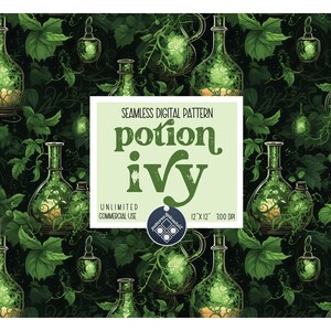 Potion Ivy digital paper seamless pattern Unlimited Commercial Use instant download Sublimation Magic potions poison ivy spells design file