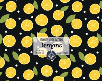 レモンのシームレスなパターン 無制限の商用利用 デジタルプリントファイル 即時ダウンロード 昇華POD 生地に印刷するための夏のデザイン