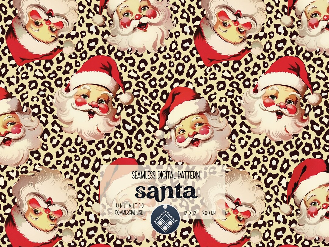 Santa Digital Seamless Pattern Unlimited Commercial Use Instant ...