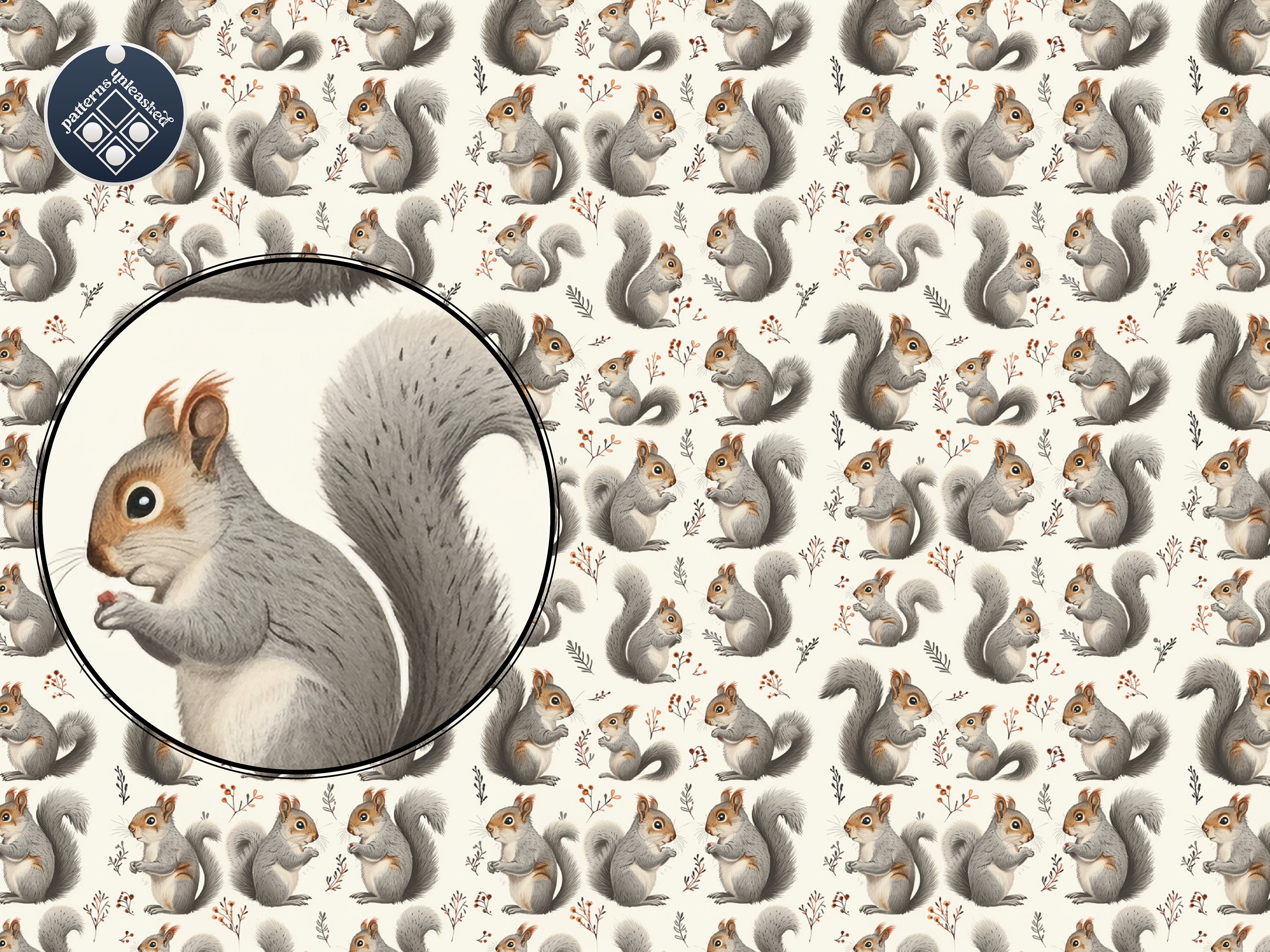 Squirrel Body Pattern Grey Squirrels Seamless Pattern Unlimited Commercial Use Digital Print ...