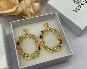 Vintage Versace Dangle Drop Medusa Earrings