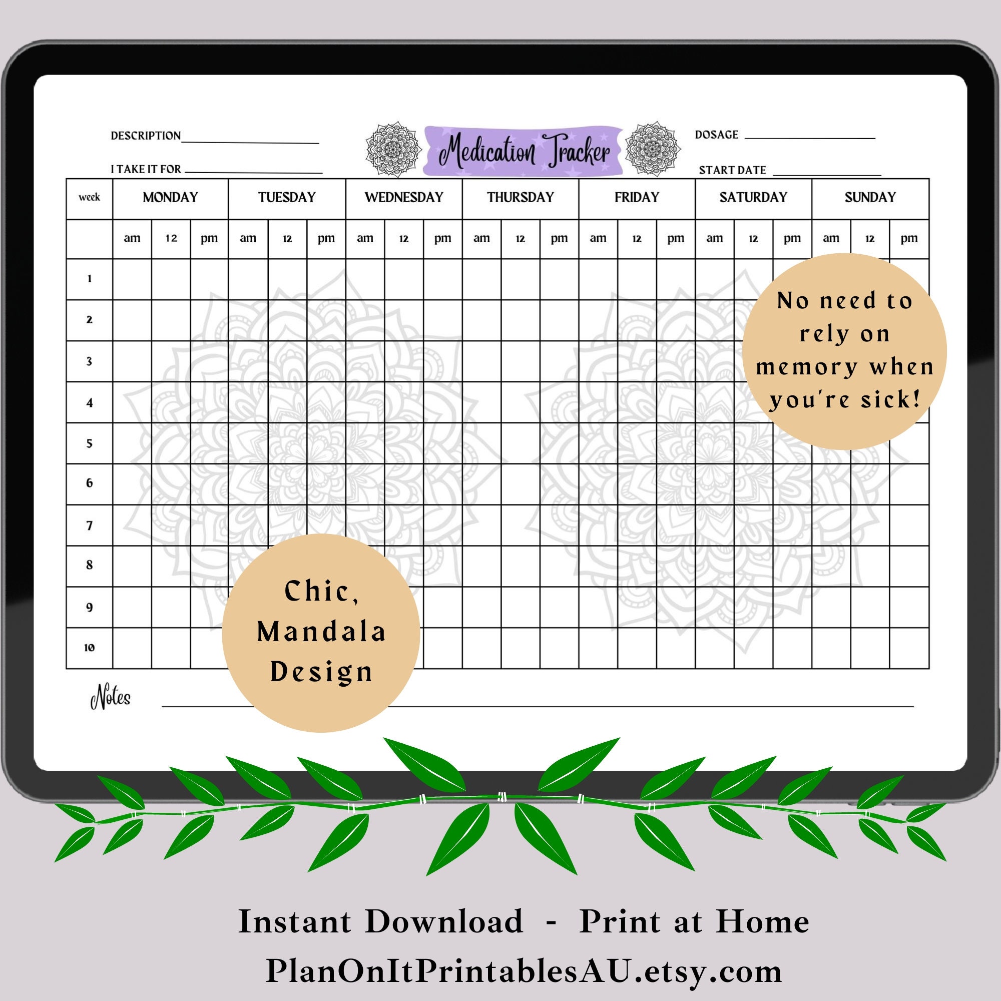 Printable Medication Dose Tracker