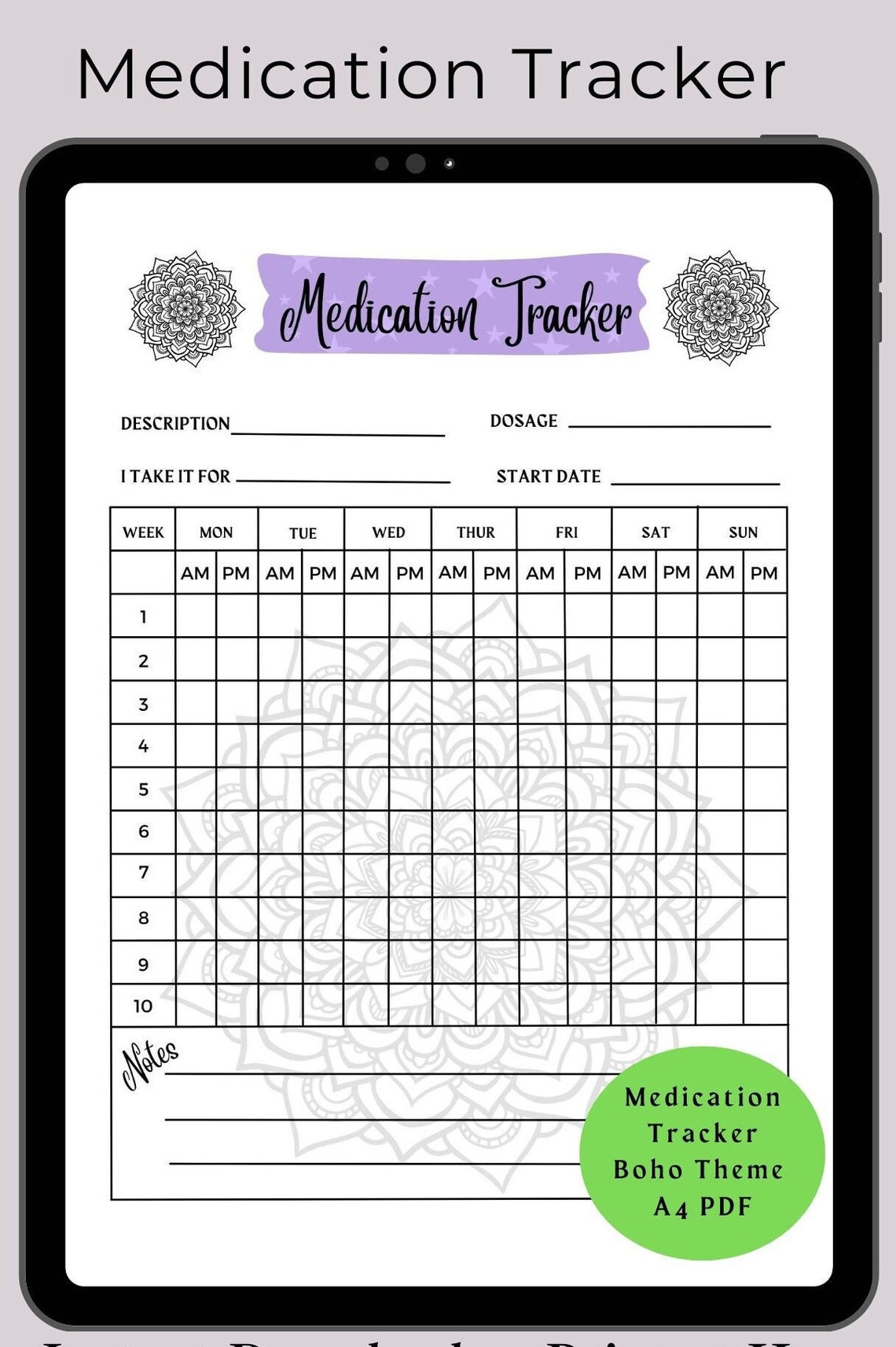 Medication Tracker Kids Printable, Daily Medication Sheet, Medicine