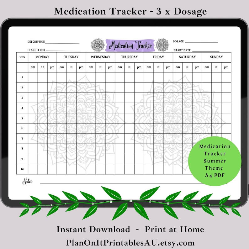 Medication Tracker for Kids, Printable 3 Dose Daily Medication Sheet ...