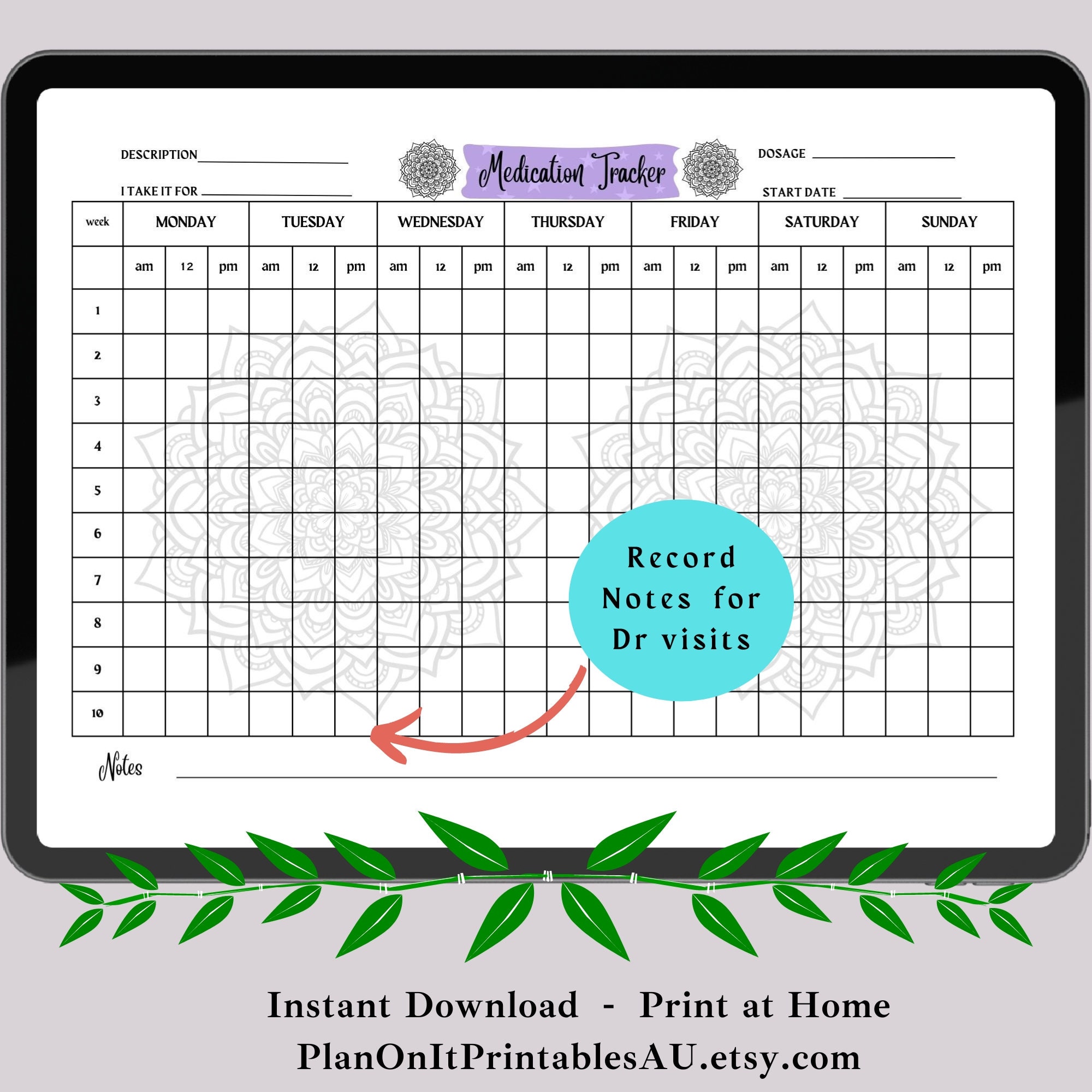 Medication Tracker for Kids, Printable 3 Dose Daily Medication Sheet ...