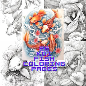 Koi Fish Art Print Coloring Poster for Adults Kids Family Doodle Art  Poster18x24 inch - Poster Foundry