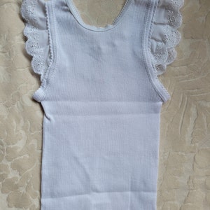 Baby Girl White Singlet with Frill & Hand Embroidery 3-6 Months image 3