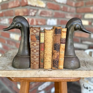Vintage Brass Duck Head Bookends