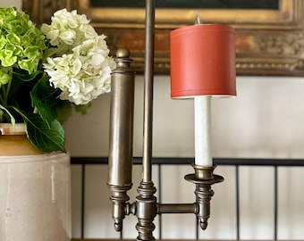 Vintage French Empire Bouillotte-Style Lamp | Brass Tole Adjustable Table Light | Hart Associates, Mid-Century