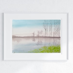 Dipinto con tecnica mista "Paesaggio suggestivo", decorazione da parete in stile Boho Deco, arte astratta della natura per la decorazione della casa, idea regalo unica.