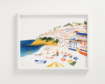 Carvoeiro-Portugal Art Print, reisposter kustdorp
