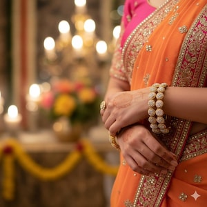 "Goldene Kristall-Braut-Armreifen - indisches Hochzeitsschmuck, Polki-Stil Kadas, funkelndes Statement-Armband-Set"