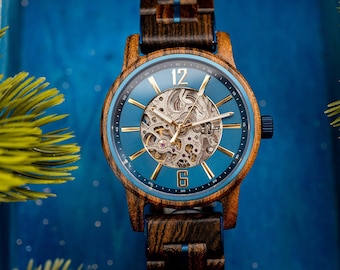 Montre homme gravée, cadeau personnalisé pour lui, montre automatique, montre en bois, cadeau d'anniversaire pour lui, cadeau mari, cadeau Saint-Valentin