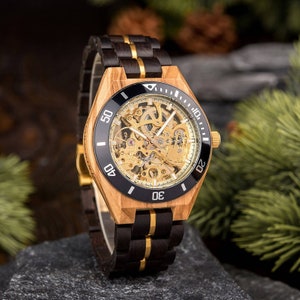 automatic wooden watch