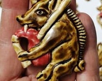 Bagpipe-playing Boar Ceramic Badge