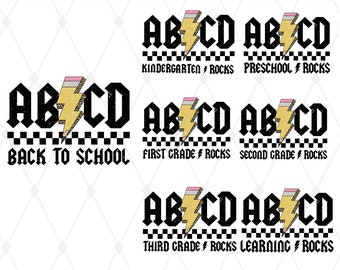ABCD Back to School teacher Png, ABCD Teacher Png Bundle,RocknRoll Teacher Design,Gift For Teacher,Back to School Png, 1st Day of School Png