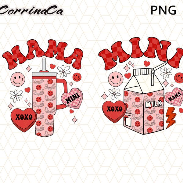 Mama Mini Matching Valentines png, Valentines day png, Mama mini valentine png, Valentine sublimation design, mama png, mini png, Trendy png