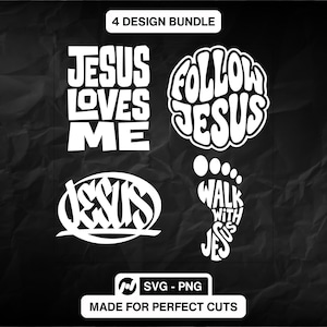 Jesus Text SVG Bundle | Christian Faith Typography Decals Stickers | Grafitti Style | SVG PNG for Cricut & Silhouette | Instant Download