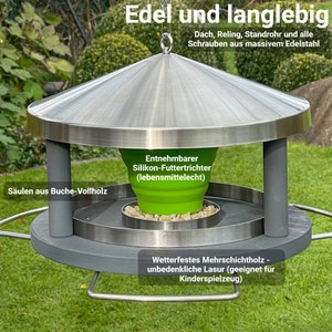 LicusDesign Edelstahl Vogelhaus zum Aufhängen wetterfest Vogelfutterhaus hängend Vogelfutterspender Futterhaus Vögel Vogelhäuschen Bild 3