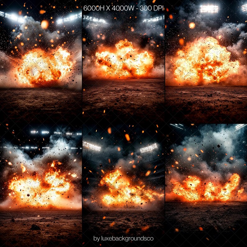 110 Fire Explosion Stadium Backdrop - Baseball & Softball Photography ...