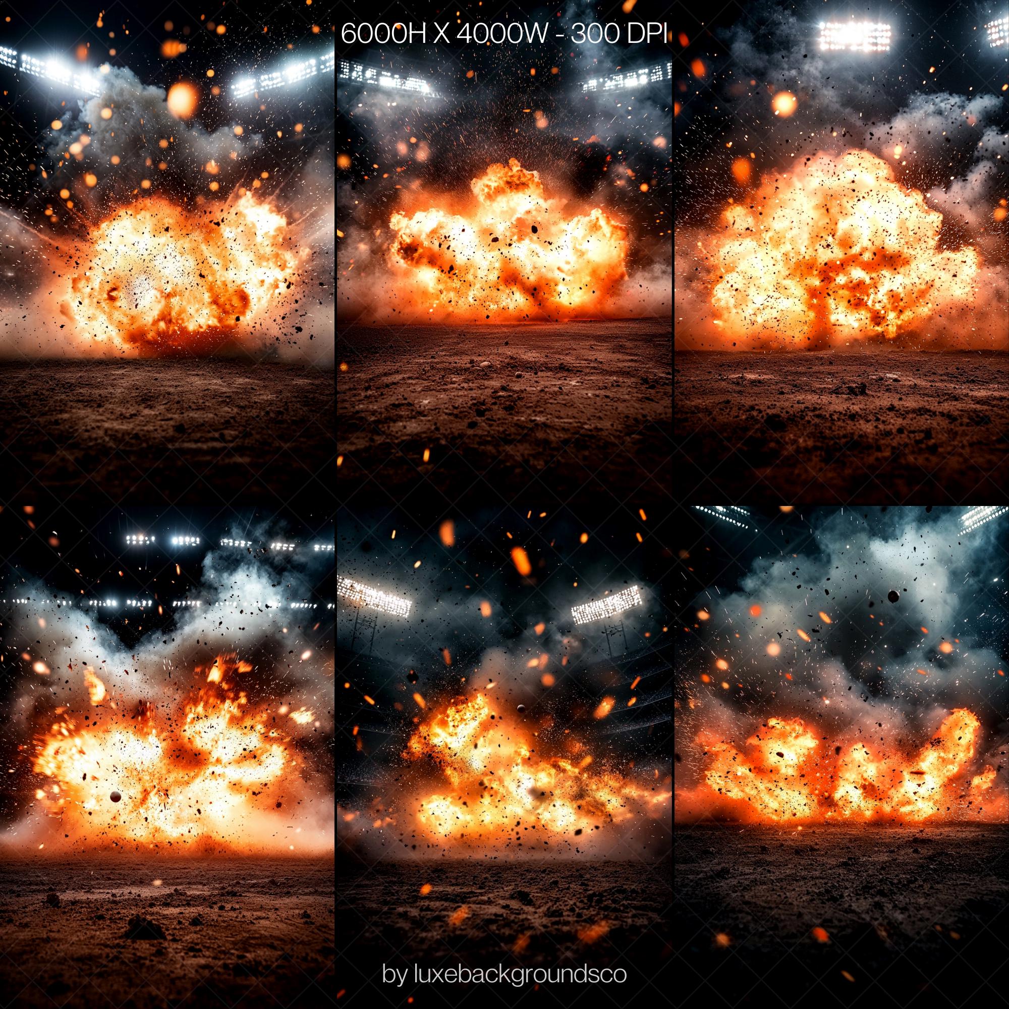 110 Fire Explosion Stadium Backdrop - Baseball & Softball Photography ...