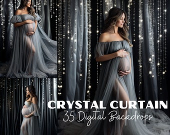 35 Crystal Curtain Backdrops, Maternity Backgrounds, Studio Backdrops, Wedding Backdrop, Fine Art Textures, Dreamy Sheer Curtain Backgrounds