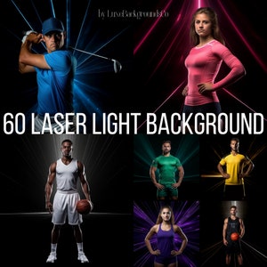 60 Colorful Laser Light Background, Neon Light Background, Perfect As Sports Background For Basketball, Softball, Football, Tennis Poster