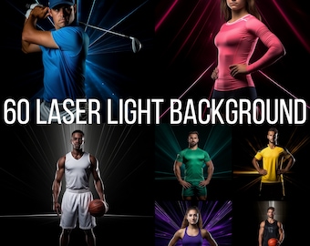 60 Colorful Laser Light Background, Neon Light Background, Perfect As Sports Background For Basketball, Softball, Football, Tennis Poster