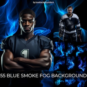 55 Blue Smoke Fog Backgrounds, Perfect As Sports Poster For Basketball, Softball, Baseball, Football, Hockey, Tennis, Sport Banner