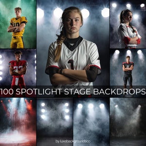 100 Spotlight Stage Photography Backdrop, Sport Grunge Backdrop, Studio Backdrops For Photographer, Fog and Light Backdrops, Senior Backdrop