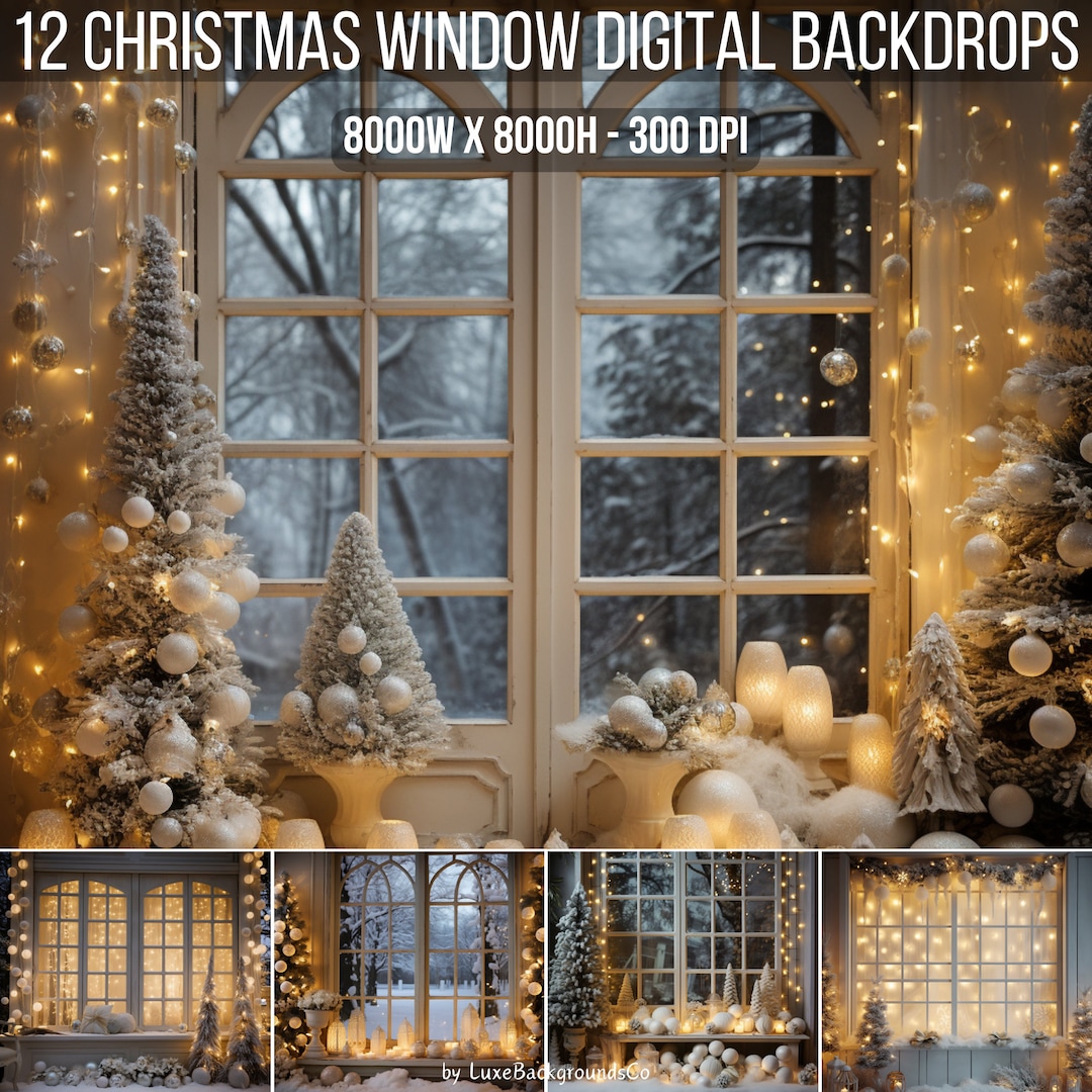 12 Christmas Window Digital Backdrop Christmas Background Etsy UK