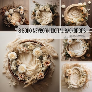 8 Boho style Newborn Backdrop, Newborn Background, Studio Background,Boho Newborn Backdrop,Floral Newborn Backdrop, Studio Backdrop